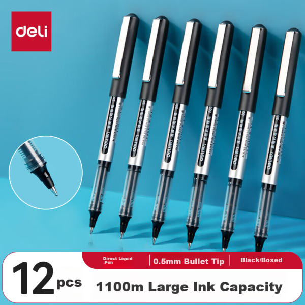[Essential for back to school] KACO easy-to-write straight liquid ballpoint pen 0.5mm black neutral pen exam question-answering signature pen 3 pcs