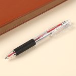 TANOSEE Le Rushi push-button multi-color ballpoint pen, medium oil pen, handbook note multi-function pen, three colors red, black and blue, 0.7mm (with 1 refill), 1 transparent rod - Image 5