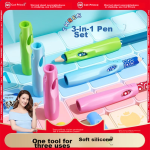 Deli quick-drying press brush pen double ball ST pen head 0.5mm student neutral pen examination pen double core brush pen black 12 pieces/box S08-E