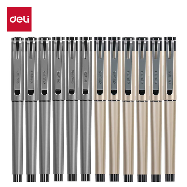 Deli (deli) click gel pen set heart want to try 0.5mmST head quick-drying student brush pen gel pen black 5 pieces / box SA275
