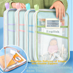 Juvenile companion subject bag file bag small junior high school entrance examination mesh subject classification thickened student stationery test paper bag double zipper three-layer large capacity large opening green can be brought to the examination room