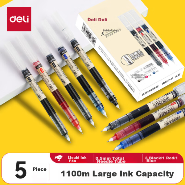 Deli blue oily thick marker pen logistics big pen signature pen marker pen office supplies 10 pieces/box S550