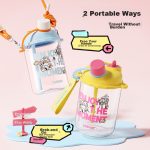 BABLOV flower companion water cup female high value portable tritan children's summer straw cup student cup strap 590ml - Image 6