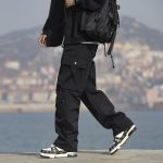 CLOR American workwear casual pants men's spring and summer trendy functional pants loose windproof straight pants CL18 black 3XL - Image 4