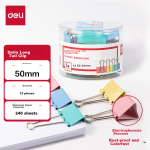 Deli 12pcs 50mm Color Long Tail Clip Ticket Clip 1# Oversized Dovetail Clip Ticket Clip 12pcs/Tube 8551ES - Image 2