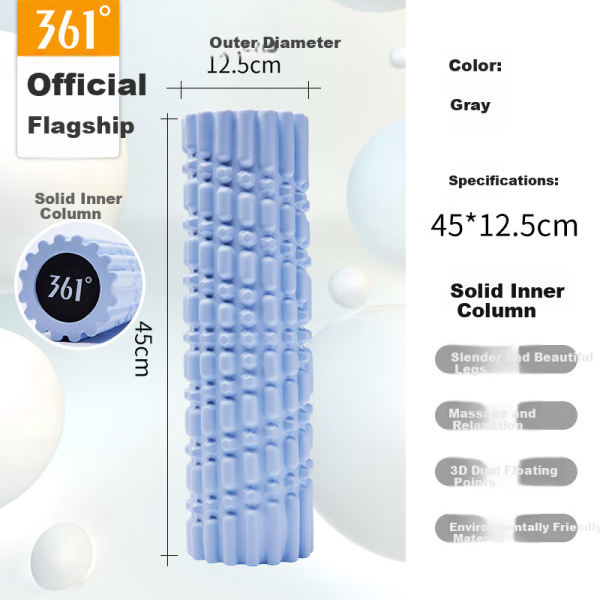 361° Mini Yoga Column Solid Relaxing Muscle Professional Roller Leg Massage Aid Multifunctional Fitness Equipment Blue