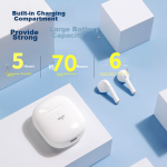 Aigo wireless Bluetooth headset semi-in-ear ultra-long battery life 70 hours gaming sports noise reduction headset compatible with Apple Xiaomi Huawei mobile phone T50 Ice Glaze White