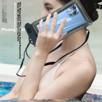 Best Coac mobile phone waterproof bag touch screen mobile phone case swimming drifting lanyard hanging neck suitable for takeaway rider special rainproof protective shell large diving hot spring universal black - Image 3