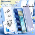 Juvenile companion multifunctional pencil case boy style reading bookshelf pencil case children student with high-tech double-layer storage mechanism pencil case black NBX-YD01