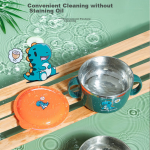COOKSS baby food bowl children's tableware newborn 304 stainless steel bowl baby tableware set eating and drinking soup bowl - Image 4