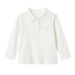 ASK JUNIOR Girls T-shirt 2025 Spring Pure Color All-match Children's Running Polo Shirt White 160 - Image 9