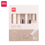 Deli quick-drying gel pen set high-value fluorescent pen gel pen straight liquid pen ST head student brushing question white pen set 6 pieces/box 33867 - Image 8