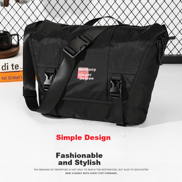 361° Men and women large capacity shoulder bag messenger bag student couple leisure sports outdoor small backpack messenger bag black