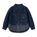 ASK JUNIOR Boys Jacket 2025 Spring Medium and Large Children's Denim Jacket Children's Contrast Color Jacket Trendy Blue 160 - Image 8