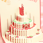 Touch Fish 3D Birthday Card New Year Gift 3D Cake Couple Confession Card Creative Music Light Message Card Letter Paper Star Blue 3D Card (with Envelope) - Image 4