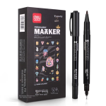 Deli children's student black double-headed marker pen art painting hook line signature pen marker pen hook line quick drying waterproof 12 pieces/box - Image 8