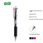 TANOSEE Le Rushi push-button multi-color ballpoint pen, medium oil pen, handbook note multi-function pen, three colors red, black and blue, 0.7mm (with 1 refill), 1 transparent rod
