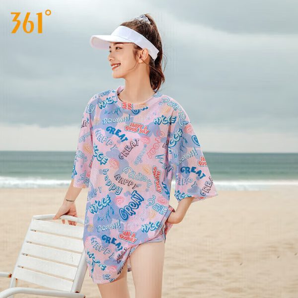 361° swimsuit women's swimming goggles and swimming cap set one-piece five-point flat angle professional racing training slimming and slimming hot spring swimming