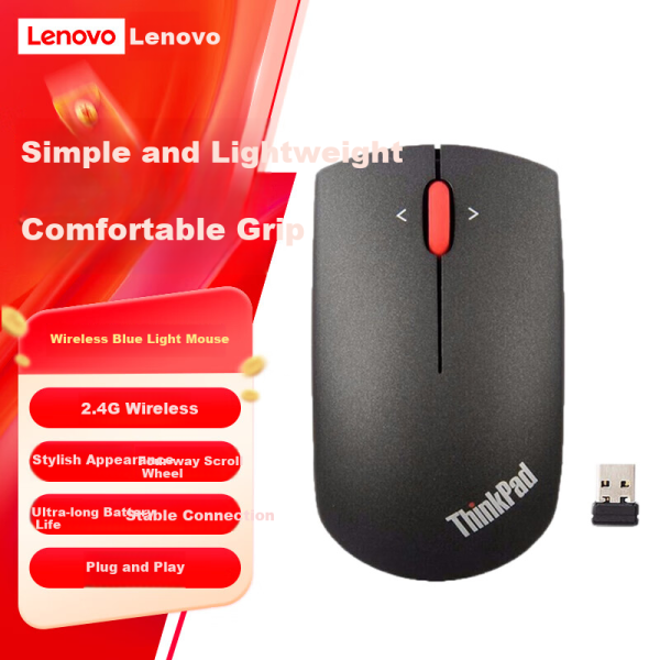 Lenovo ThinkPad Wireless Blue Light Mouse Compact Portable Business Office Mouse 4Y51B21851 Midnight Black
