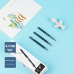Deli (deli) new push straight liquid pen refill 0.5mm bullet head neutral pen ink flow smooth writing smooth black pen refill 10 / box SF10 - Image 4