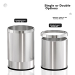 AKBK stainless steel metal trash can living room kitchen bathroom light luxury hotel office large round single layer 10L - Image 3