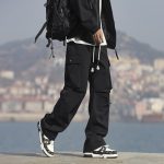 CLOR American workwear casual pants men's spring and summer trendy functional pants loose windproof straight pants CL18 black 3XL - Image 5