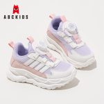 ABC KIDS Boys' White Shoes Fashion Children's Sports Shoes Button Buckle Girls' Student Running Shoes 3671PY White Pink Purple 30 - Image 5