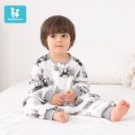 babycare camellia children's home clothes spring and autumn modal thin pajamas home suit cheese white 110 - Image 2