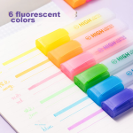 Deli 6-color fluorescent pen set soft head eye-catching handbook water-based marker pen marker pen exam handbook drawing can be used 6 / box S744 - Image 4