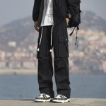 CLOR American workwear casual pants men's spring and summer trendy functional pants loose windproof straight pants CL18 black 3XL - Image 3