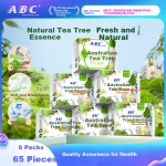 ABC [Brand direct supply, safe quality] Day and night sanitary napkin combination menstrual napkin set Australian tea tree essence instant refreshing cotton soft 6 packs 65 pieces
