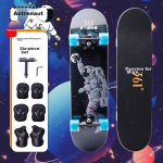 361° Skateboard Adult Four-wheel Double Rocker Professional Male and Female Teenager Beginner Maple Board Astronaut Starry Sky Black