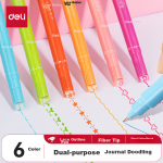 Deli stationery black single-head thin rod marker oil pen student children art painting hook pen conference pen learning marker pen marker 10 pieces/box SK109 black