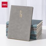 Deli A5 sheepskin notebook leather cover business office notepad fashion text series (live up to the good times) 80 sheets BP152 gray