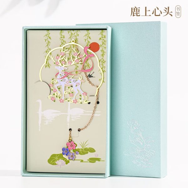 TaTanice bookmark national trend metal brass bookmark book page clip stationery small gift auspicious series bookmark 4 pieces gift box souvenir teacher birthday gift