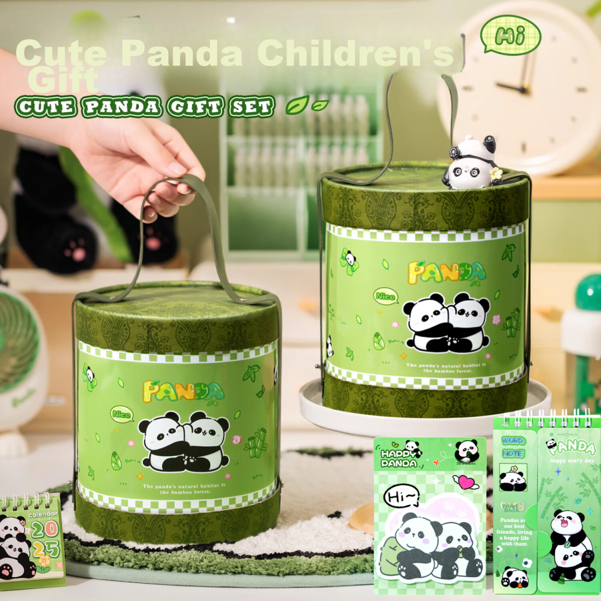 Juvenile companion stationery set gift box elementary school students Children's Day gift girl birthday gift graduation prize gift package souvenir children learning panda hug bucket - Image 1