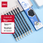 Deli 12 colors 2B black rod office leather writing pencil (black) (12 pieces/box) drawing graffiti S955-2B Children's Day gift for girls - Image 2