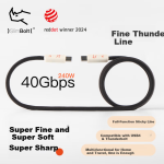 CANDYSIGN Sugar Factory is compatible with Thunderbolt 4 data cable USB4 full-function 240W fast charging Type-C Phantom Black Thin Thunderbolt cable Macbook Huawei 8K video projection cable fast charging cable