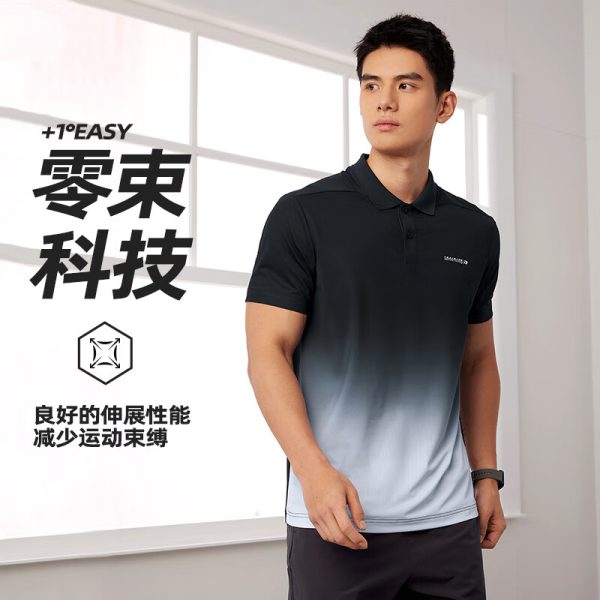 361° short-sleeved T-shirt men's spring and summer sportswear lapel polo shirt casual fitness gradient top 652524135-1