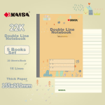 KAISA 22K double-line exercise book thick paper homework book double-line math Chinese book 20 sheets 5 books KSP0033
