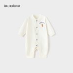 babylove baby jumpsuit spring baby clothes boys and girls baby romper crawling clothes solid color soft smoked leaf jacquard spring clothes