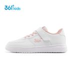 361° children's four seasons skateboard shoes for boys and girls (3-12 years old) versatile Velcro skateboard shoes white shoes pink 37 - Image 5