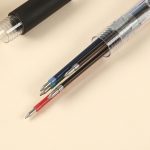 TANOSEE Le Rushi push-button multi-color ballpoint pen, medium oil pen, handbook note multi-function pen, three colors red, black and blue, 0.7mm (with 1 refill), 1 transparent rod - Image 6