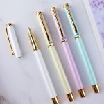 HERO [Children's Day Gift] Fountain Pen 1302D Iridium Pen Student Positive Writing Pen Office Signature Pen Ink Pen Pink (Dark Tip EF Tip)