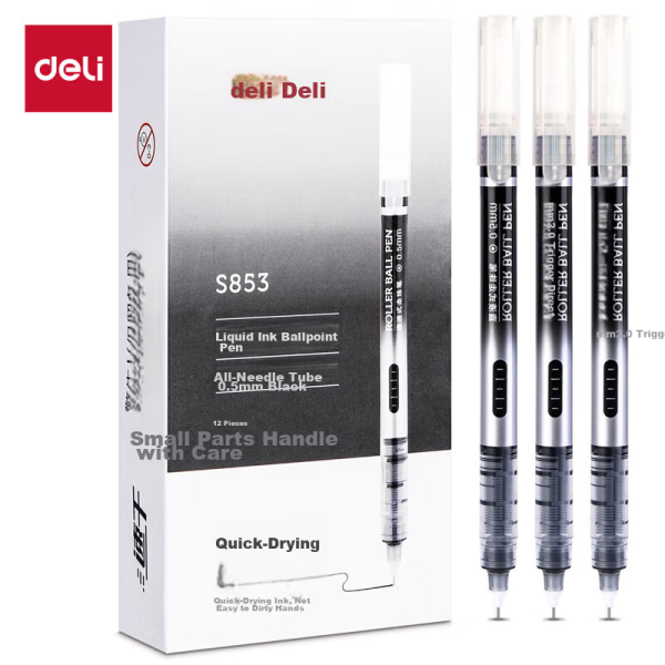 Deli (deli) Lianzhong Sanyuan test gel pen signature water pen test can be used uncapped gel pen 0.5mm full needle black 12 pieces/box college entrance examination can be used S66