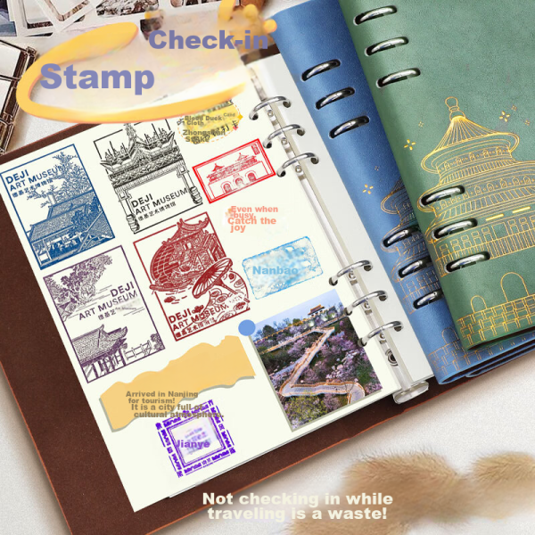 [Lowest price on the entire network] Farahmont stamped loose-leaf travel collection book travel commemorative stamp book handbook blank Nanjing Beijing Museum Zoo Forbidden City Chongqing check-in attractions stamp brown