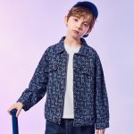 ASK JUNIOR Boys Jacket Spring Children's Letters Full Printed Casual Denim Jacket Blue 170 - Image 7