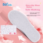 361° children's four seasons skateboard shoes for boys and girls (3-12 years old) versatile Velcro skateboard shoes white shoes pink 37 - Image 4