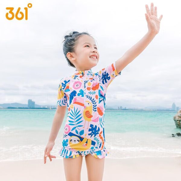 B.Duck Little Yellow Duck Children's Swimming Cap for Girls No Head-binding Sunscreen Fabric Printing Cute Boys Long Hair Professional Swimming Equipment
