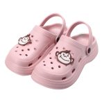 BAIHOU White Monkey Women's Hole Shoes Summer Garden Cartoon Indoor Beach Baotou Sandals D-01 Purple Pink 36-37 - Image 4